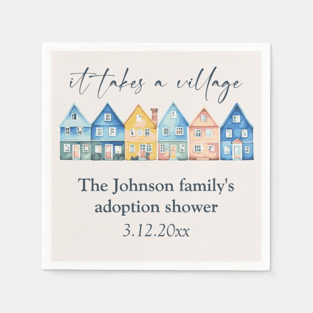 "It Takes A Village" Adoption / Foster Shower  Napkins (Front)