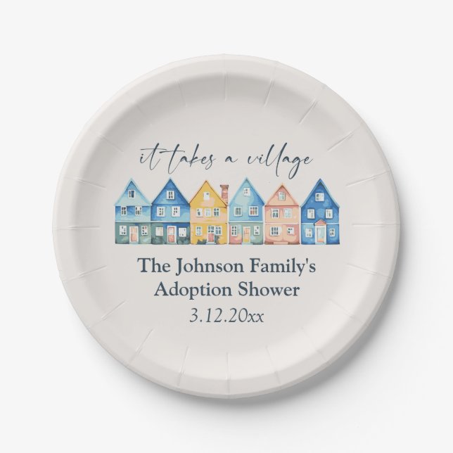 "It Takes A Village" Adoption / Foster Shower  Paper Plates (Front)