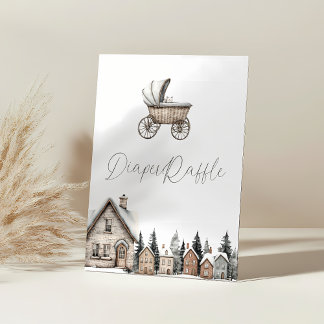 It takes a village Baby Shower Diaper Raffle Pedestal Sign