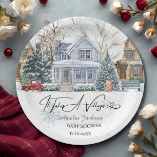 It takes a Village Baby Shower invitation Paper Plates