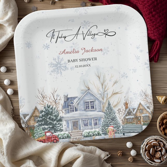 It takes a Village Baby Shower invitation Paper Plates (Creator Uploaded)