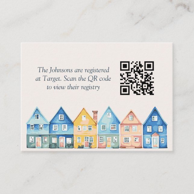 "It Takes a Village" Baby Shower Registry QR code Enclosure Card (Front)