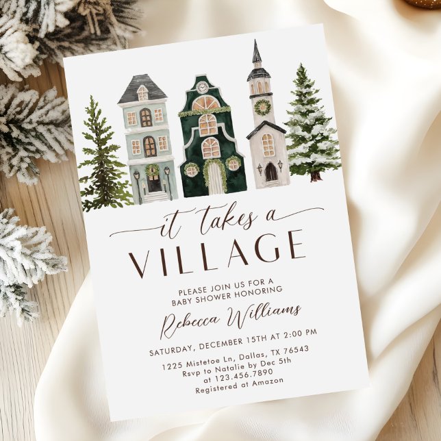 It Takes a Village Christmas Baby Shower Invitation (Creator Uploaded)