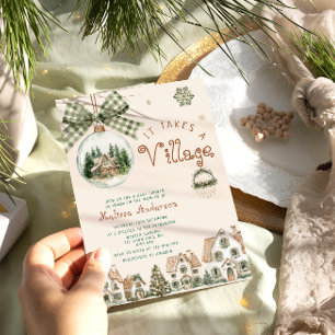 It Takes a Village Christmas Baby Shower Invitation