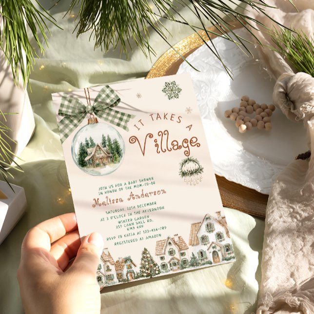 It Takes a Village Christmas Baby Shower Invitation (Creator Uploaded)