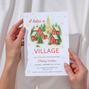 It Takes a Village Christmas Baby Shower  Invitation