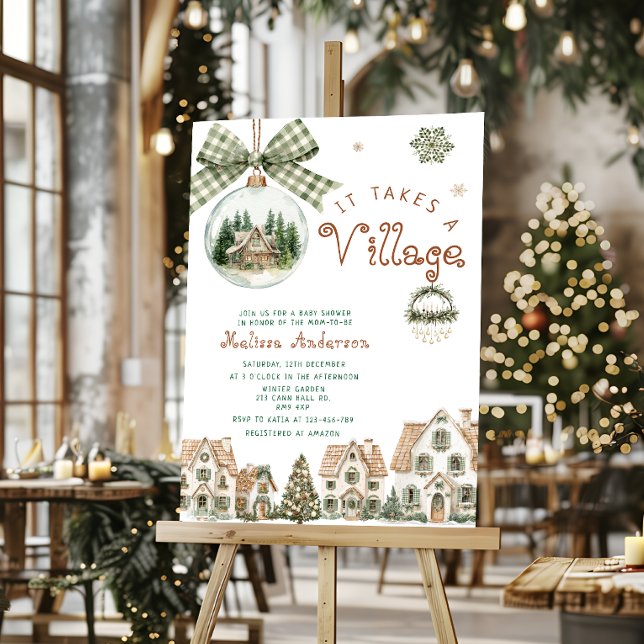 It Takes a Village Christmas Baby Shower Welcome Foam Board (Creator Uploaded)