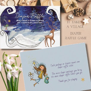 It Takes a Village Diaper Raffle Ticket Ice Blue  Enclosure Card