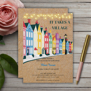 It takes a Village Modern Craft Baby Shower Invitation