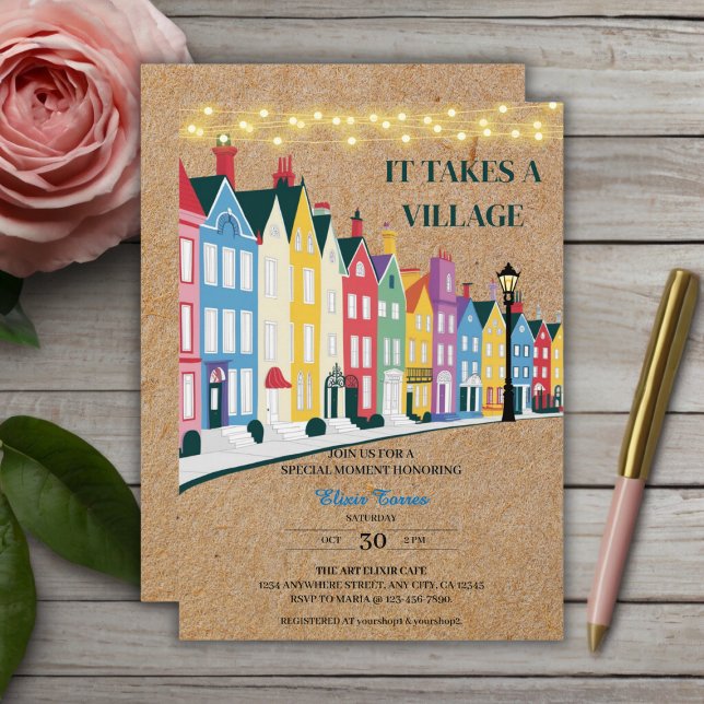 It takes a Village Modern Craft Baby Shower Invitation (Creator Uploaded)