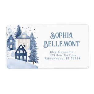 It takes a village night Winter Snow Baby Shower Label