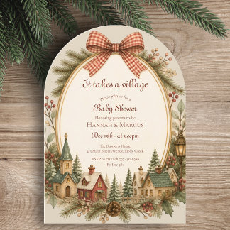It takes a Village Rustic Winter Baby Shower Invitation
