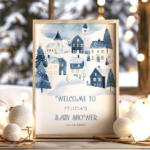 It takes a village Snow Baby Shower Welcome
