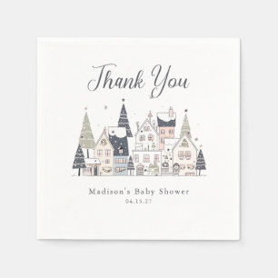 It Takes a Village Snowy Whimsical Baby Shower  Napkins