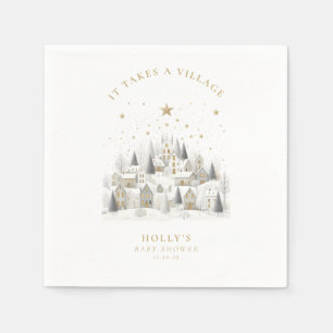 It Takes a Village Snowy Whimsical Baby Shower  Napkins