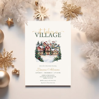 It Takes a Village Snowy Winter Baby Shower Invitation