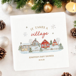 It Takes a Village Snowy Winter Baby Shower Napkins