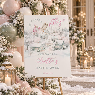 It Takes a Village Stork Baby Shower Welcome Sign