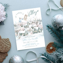 It Takes A Village Stork Winter Boy Baby Shower Invitation