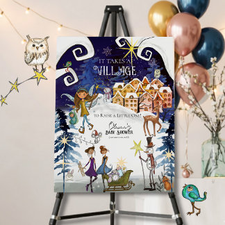 It Takes a Village Storybook Winter Baby Shower Foam Board