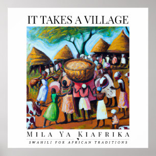 It Takes a Village - Tribal African Heritage Frame Poster