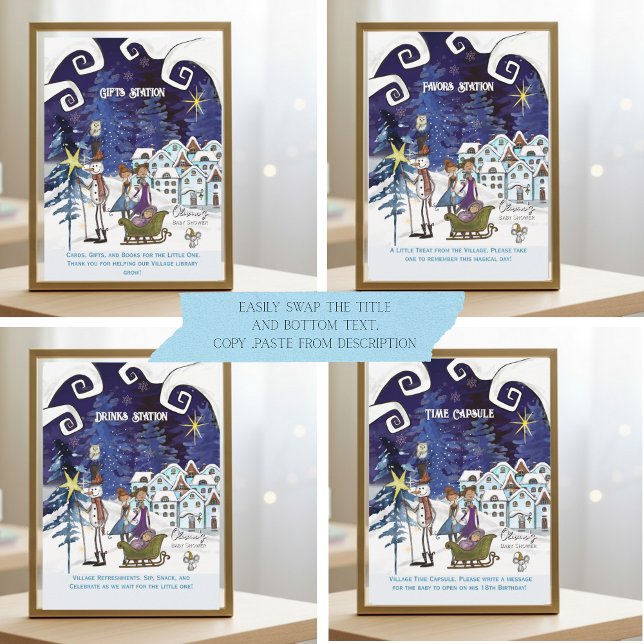 It Takes a Village Universal Sign Blue TEMPLATE (It Takes a Village Universal Sign Blue TEMPLATE- 4 different signs)