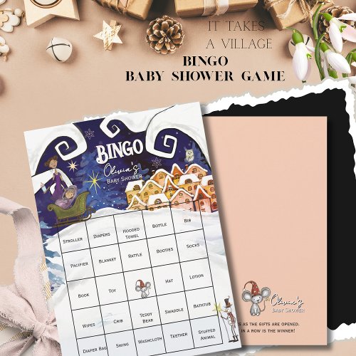 It Takes a Village Winter Baby Shower Bingo Card