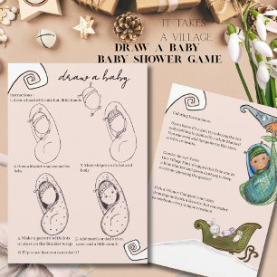 It Takes a Village Winter Baby Shower Draw a baby  Invitation