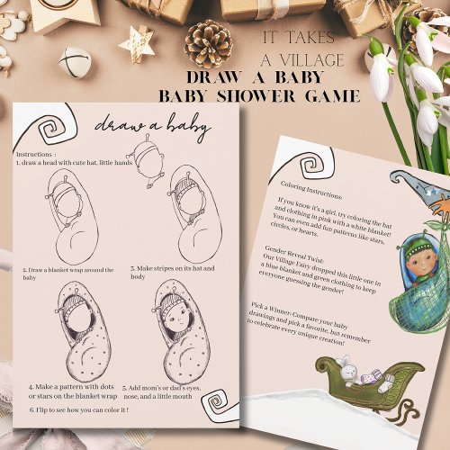 It Takes a Village Winter Baby Shower Draw a baby 