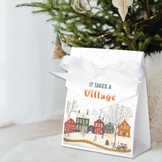 It Takes a Village Winter Baby Shower Favor Box (Creator Uploaded)
