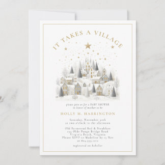 It Takes a Village Winter Baby Shower Invitation