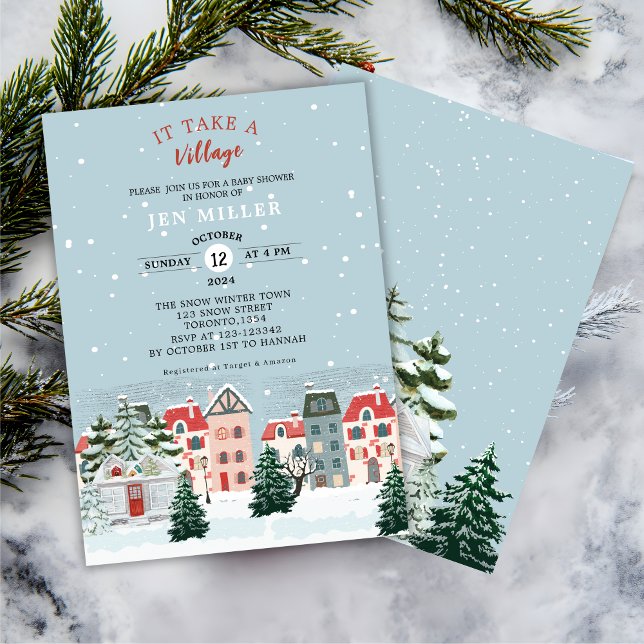 It takes a village winter baby shower invitation (Creator Uploaded)