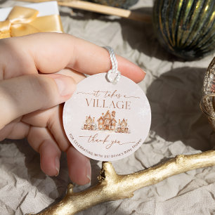 It Takes a Village Winter Baby Shower Thank You Favor Tags