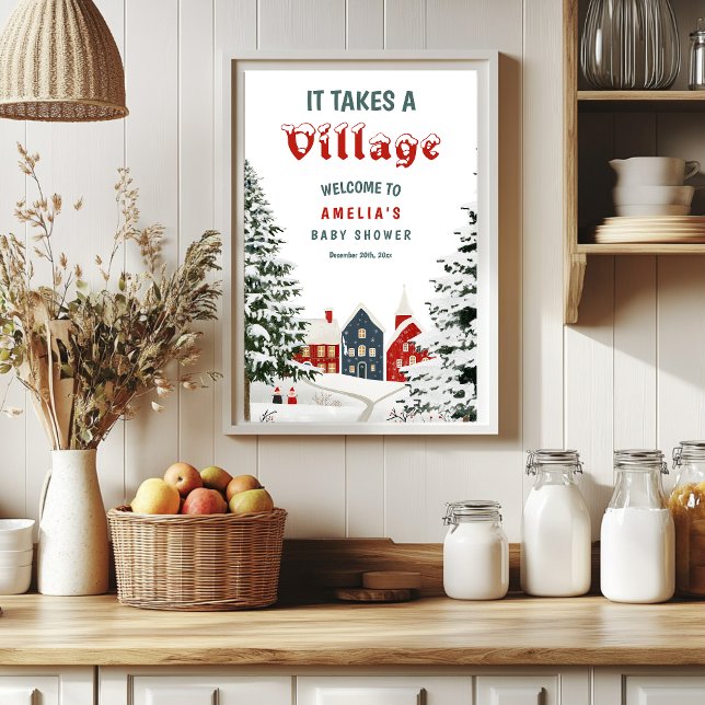 It Takes a Village Winter Baby Shower Welcome Sign (Creator Uploaded)