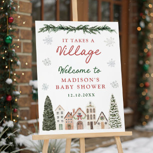It Takes a Village Winter Baby Shower Welcome Sign