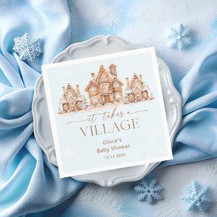 It Takes a Village Winter Blue Baby Shower Napkins