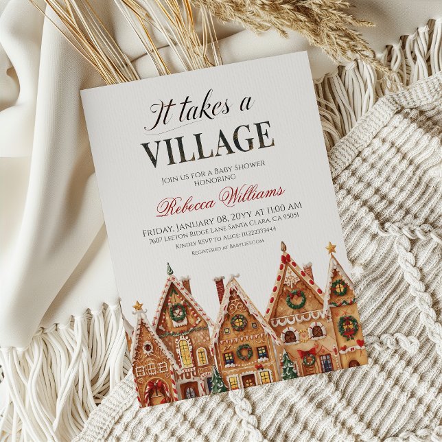 It Takes a Village Winter Christmas Baby Shower Invitation (Creator Uploaded)