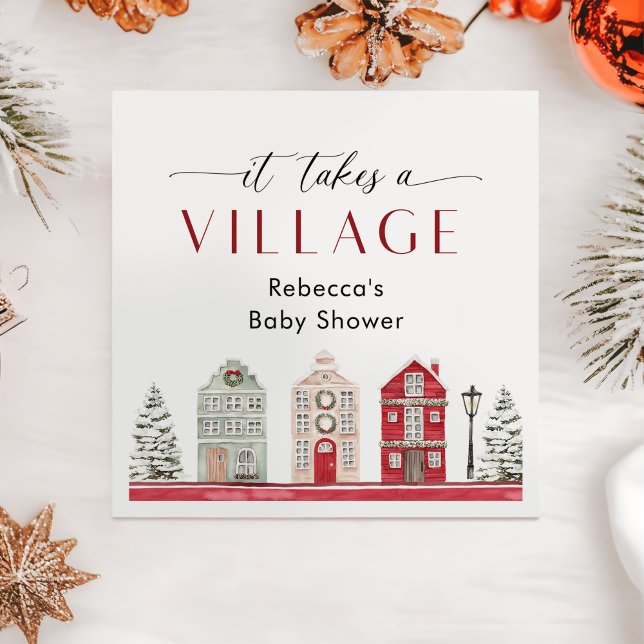 It Takes a Village Winter Christmas Baby Shower Napkins (Creator Uploaded)