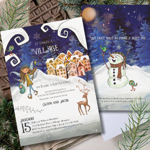 It Takes a Village Winter Fairy Baby Shower  Invitation