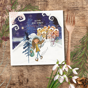 It Takes a Village Winter Fairy Girl Baby Shower Napkins