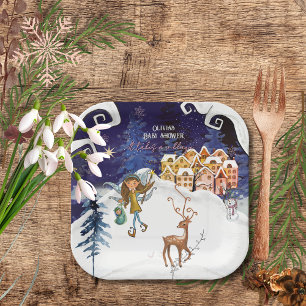 It Takes a Village Winter Fairy Girl Baby Shower Paper Plates