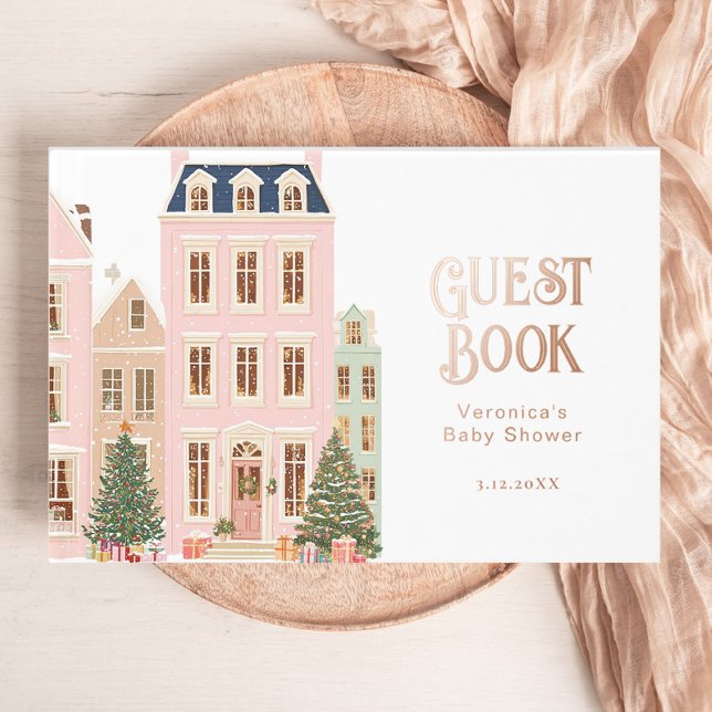 It Takes a Village Winter Girl Baby Shower Foil Guest Book (Creator Uploaded)