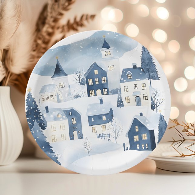 It takes a Village Winter Night Snow Baby Shower Paper Plates (Creator Uploaded)
