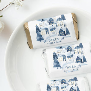 It takes a Village Winter Night Snow Thank you Hershey's Miniatures