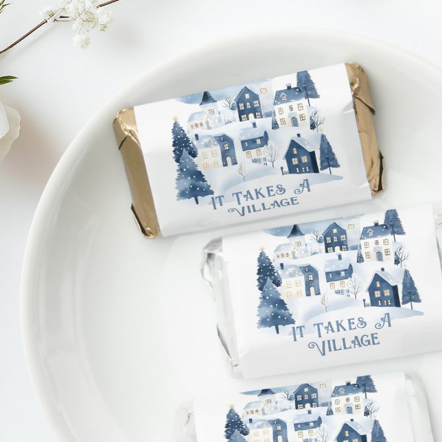 It takes a Village Winter Night Snow Thank you Hershey's Miniatures (Creator Uploaded)