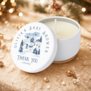 It takes a Village Winter Night Snow Thank you Mini Candle Favors