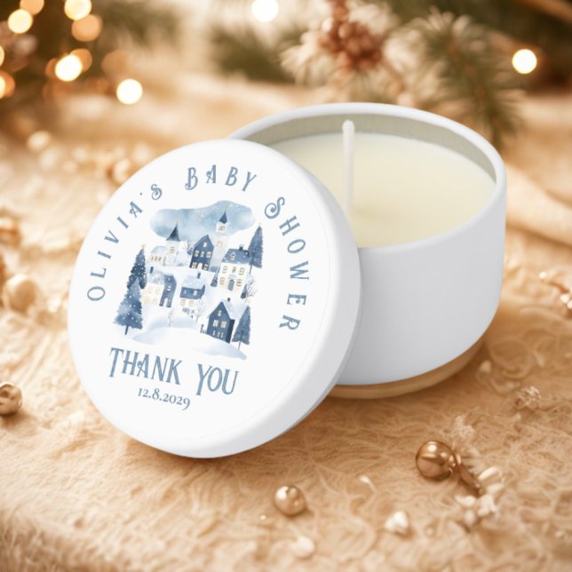 It takes a Village Winter Night Snow Thank you Mini Candle Favors (Creator Uploaded)