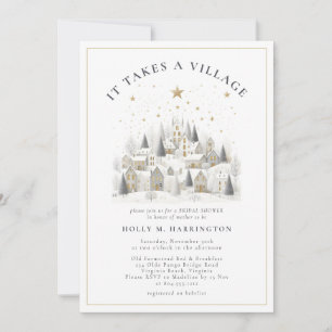 It Takes a Village Winter Photo Baby Shower  Invitation