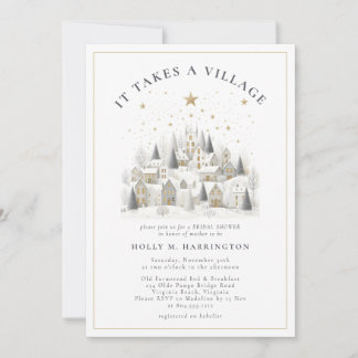 It Takes a Village Winter Photo Baby Shower Invitation