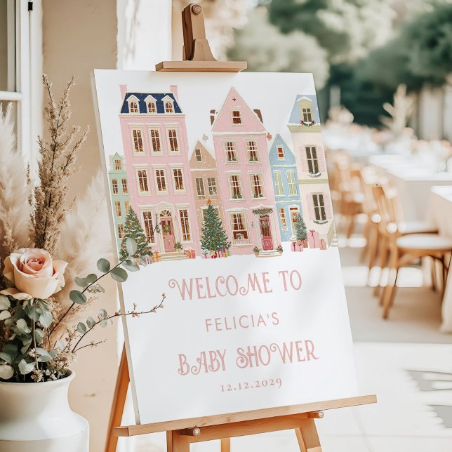 It takes a village Winter Pink Baby shower Welcome Foam Board (Creator Uploaded)